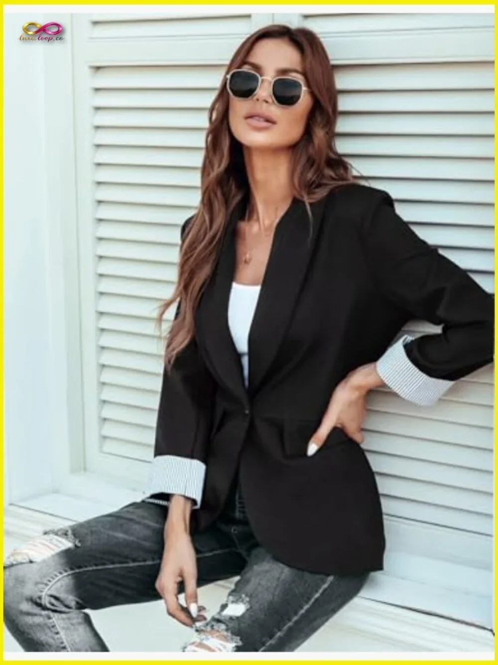 Classic Shawl Collar Blazer Regular Fit Office Casual Long Sleeve Button Front
